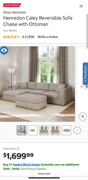 Henredon Caley Reversible Sofa Chaise with Ottoman