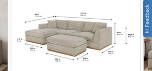 Henredon Caley Reversible Sofa Chaise with Ottoman