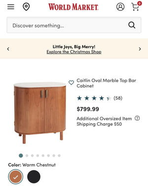 Caitlin Oval Marble Top Bar Cabinet