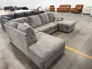 Gray Double Chaise U-Shaped Sectional with Accent Pillows