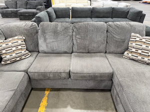 Gray Double Chaise U-Shaped Sectional with Accent Pillows