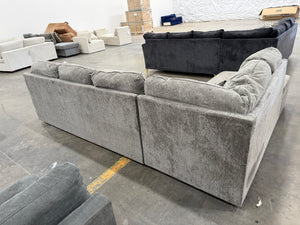 Gray Double Chaise U-Shaped Sectional with Accent Pillows