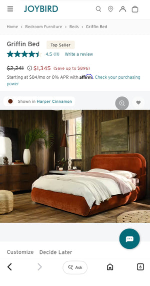 Joybird Queen Bed Frame - Sage