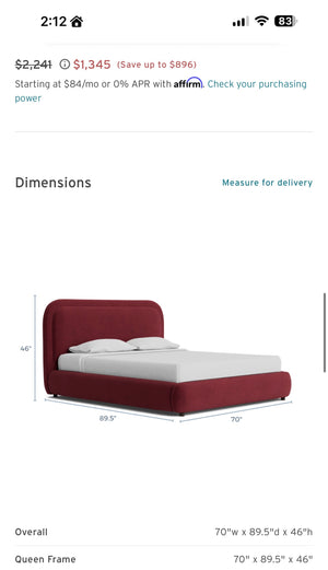 Joybird Queen Bed Frame - Sage