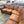 Brown Leather L-Shaped Sectional with Rolled Arms & Nailhead Trim