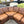 Brown Leather L-Shaped Sectional with Rolled Arms & Nailhead Trim
