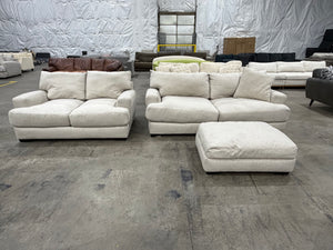 Oversized Cream Sofa, Loveseat & Ottoman Set