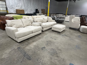 Oversized Cream Sofa, Loveseat & Ottoman Set