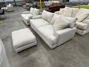 Oversized Cream Sofa, Loveseat & Ottoman Set