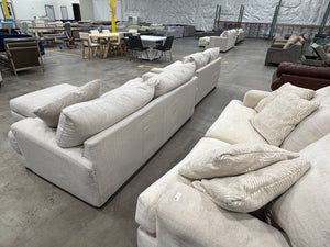 Oversized Cream Sofa, Loveseat & Ottoman Set