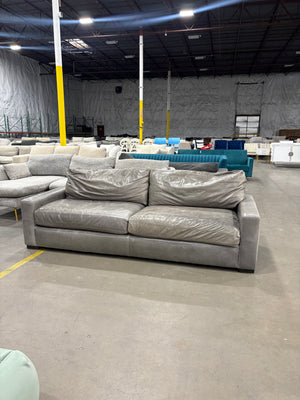RH Maxwell 95” Gray Leather Sofa