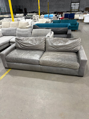 RH Maxwell 95” Gray Leather Sofa