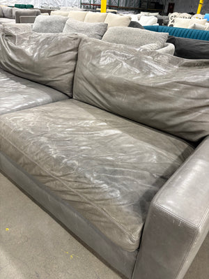 RH Maxwell 95” Gray Leather Sofa