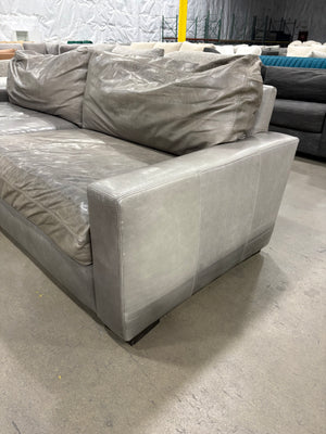 RH Maxwell 95” Gray Leather Sofa