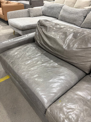 RH Maxwell 95” Gray Leather Sofa