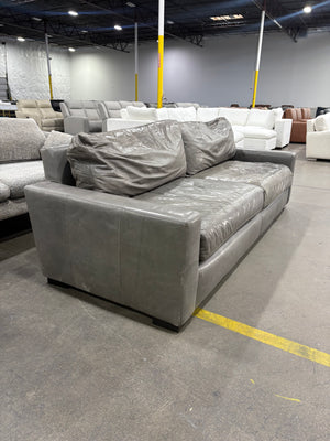 RH Maxwell 95” Gray Leather Sofa