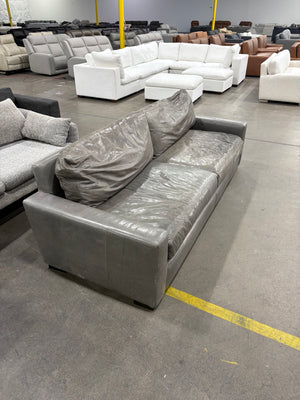 RH Maxwell 95” Gray Leather Sofa