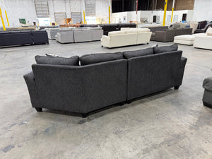 Charcoal Gray Cuddler Sectional Sofa with Oversized Ottoman