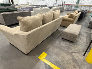 Beige Microfiber 3-Seat Sofa with Flared Arms