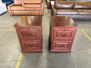 Pair of Cherry Wood 2-Drawer Filing Cabinet