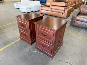 Pair of Cherry Wood 2-Drawer Filing Cabinet