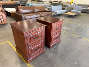 Pair of Cherry Wood 2-Drawer Filing Cabinet