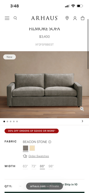 Arhaus 86” Filmore Sofa