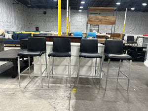 Black Leather Counter Stools (Set of 4)