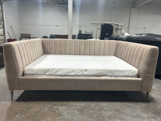 Pottery Barn Peach Velvet Full-Size MCM Daybed