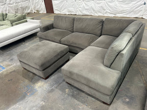 2-Pc Contemporary Gray Chaise Sectional w/Ottoman
