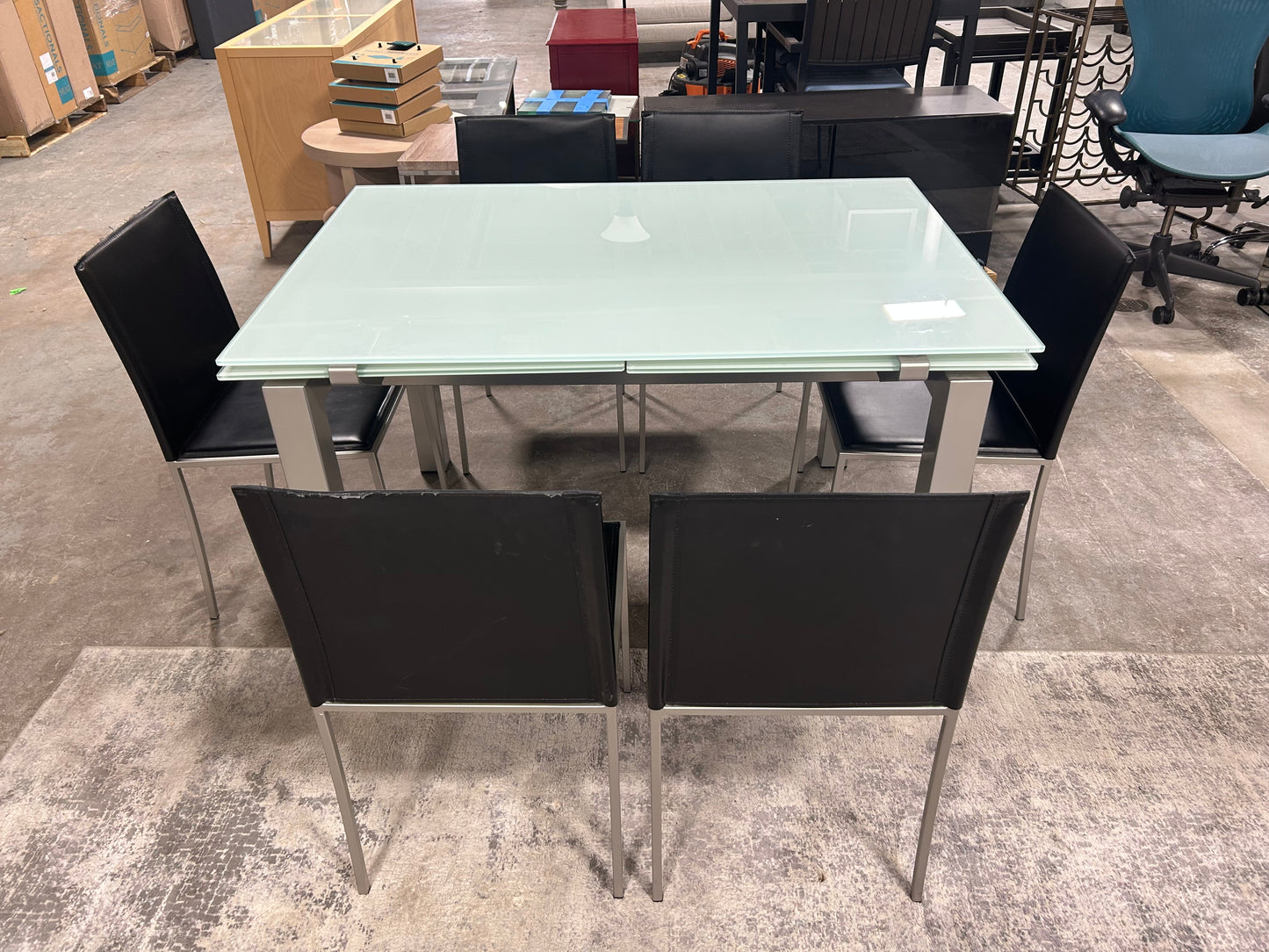 Calligaris 7-Pc Contemporary Tempered Glass Dining Set