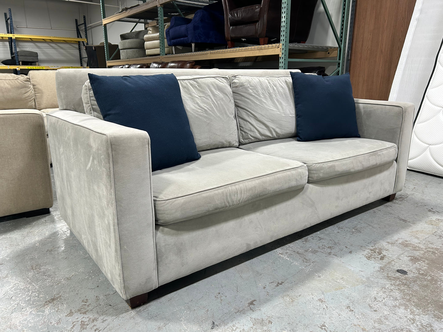 West Elm Sky Grey Velvet 76” Henry Sofa