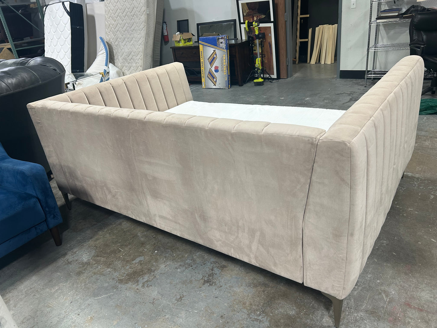 Pottery Barn Peach Velvet Full-Size MCM Daybed