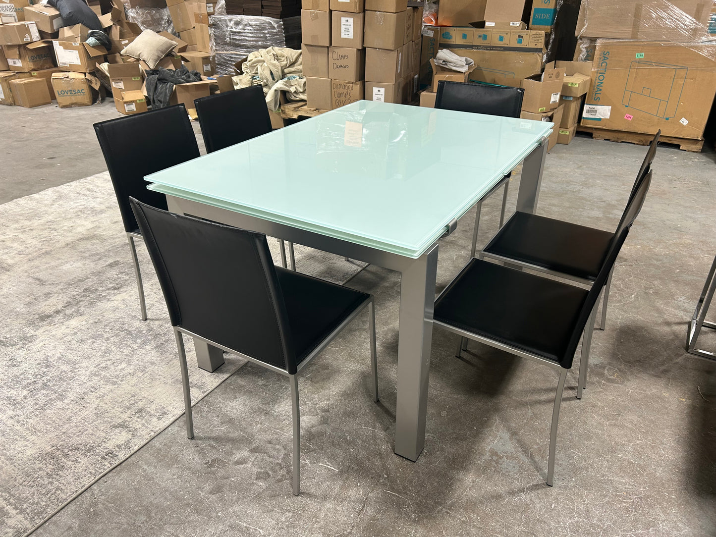 Calligaris 7-Pc Contemporary Tempered Glass Dining Set