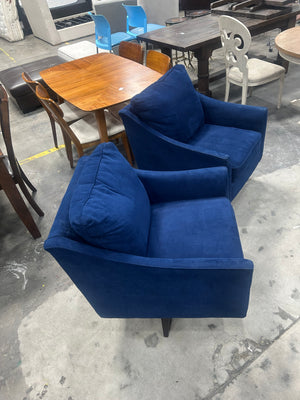 La-Z-Boy Navy Velvet Swivel Chair Set