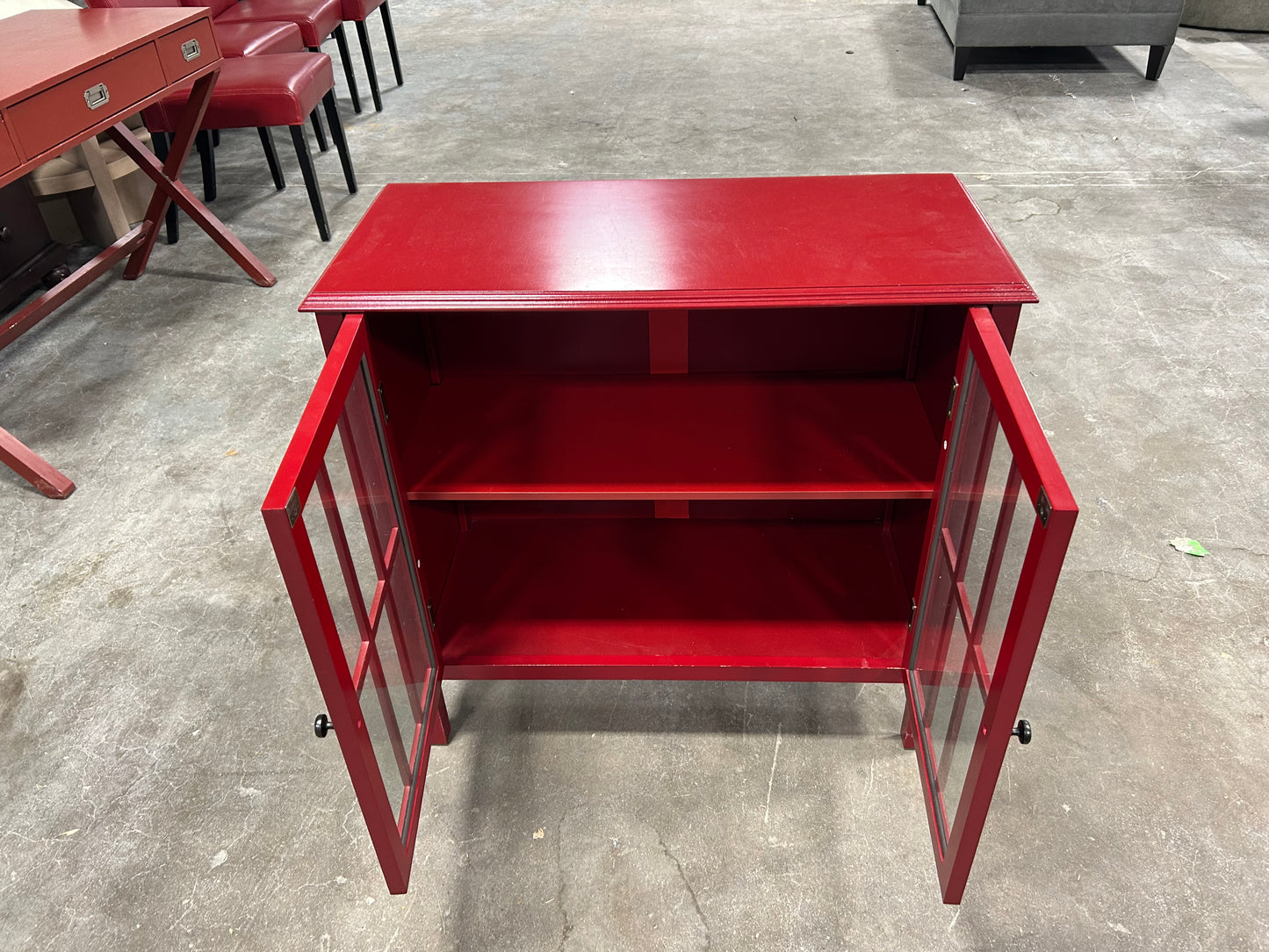 Contemporary Red Wooden Credenza