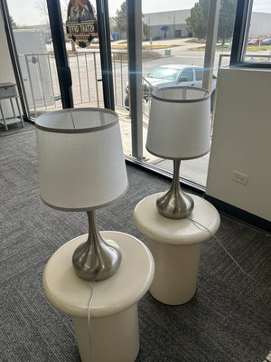2-Pc Contemporary Silver Table Lamp Set