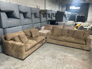 Crate & Barrel 2-Pc Taupe Axis Sofa Set