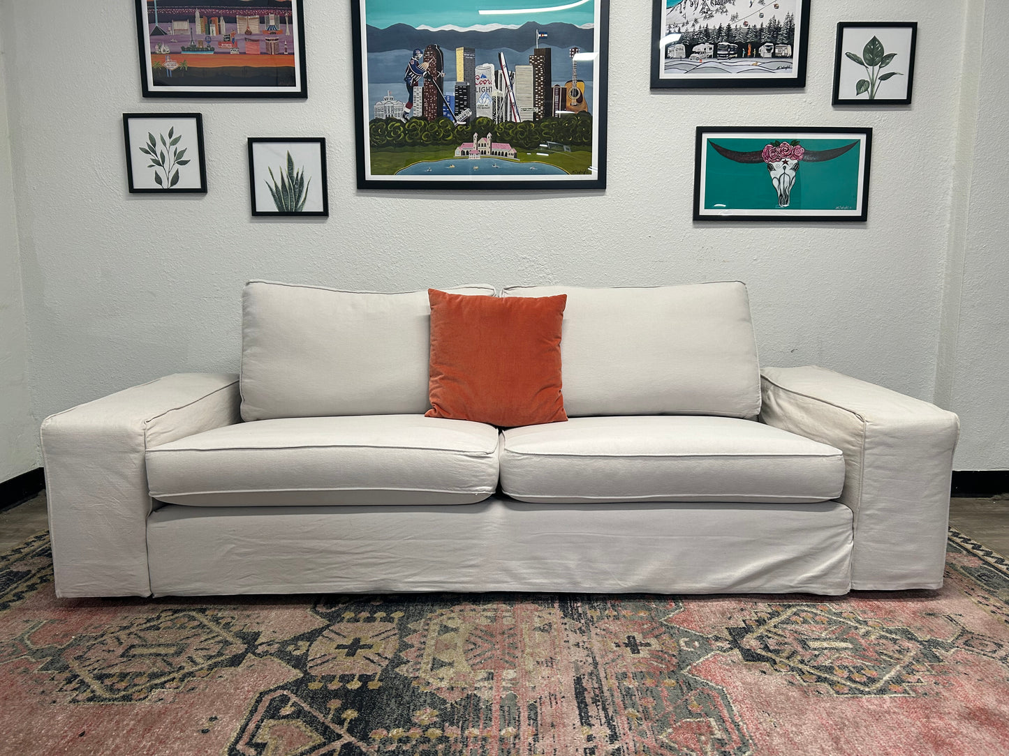 IKEA Sky Grey Kivik Sofa w/ Custom Slipcovers