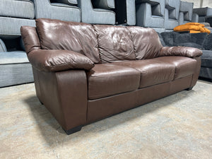 Natuzzi Modern Brown Leather Sofa