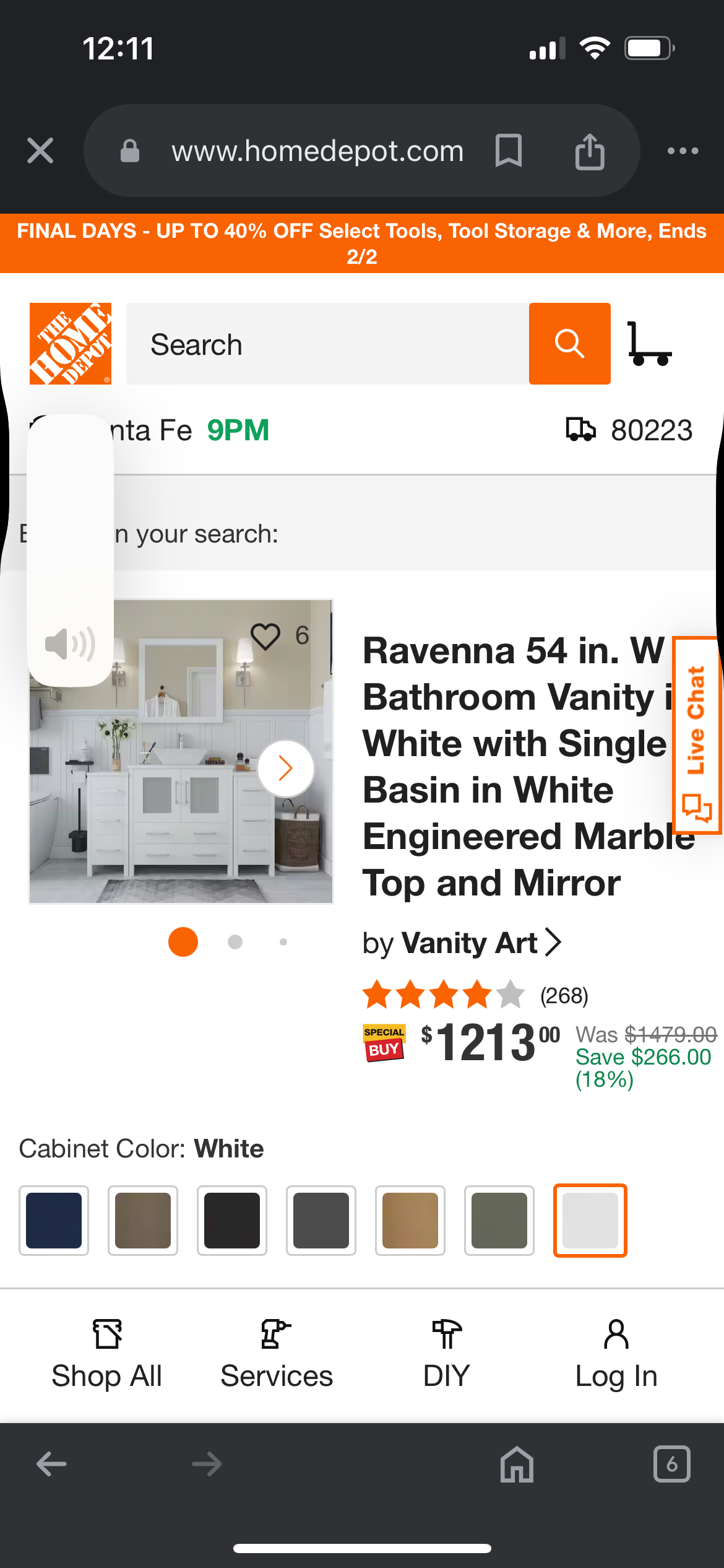 Ravenna 54” White Bathroom Vanity