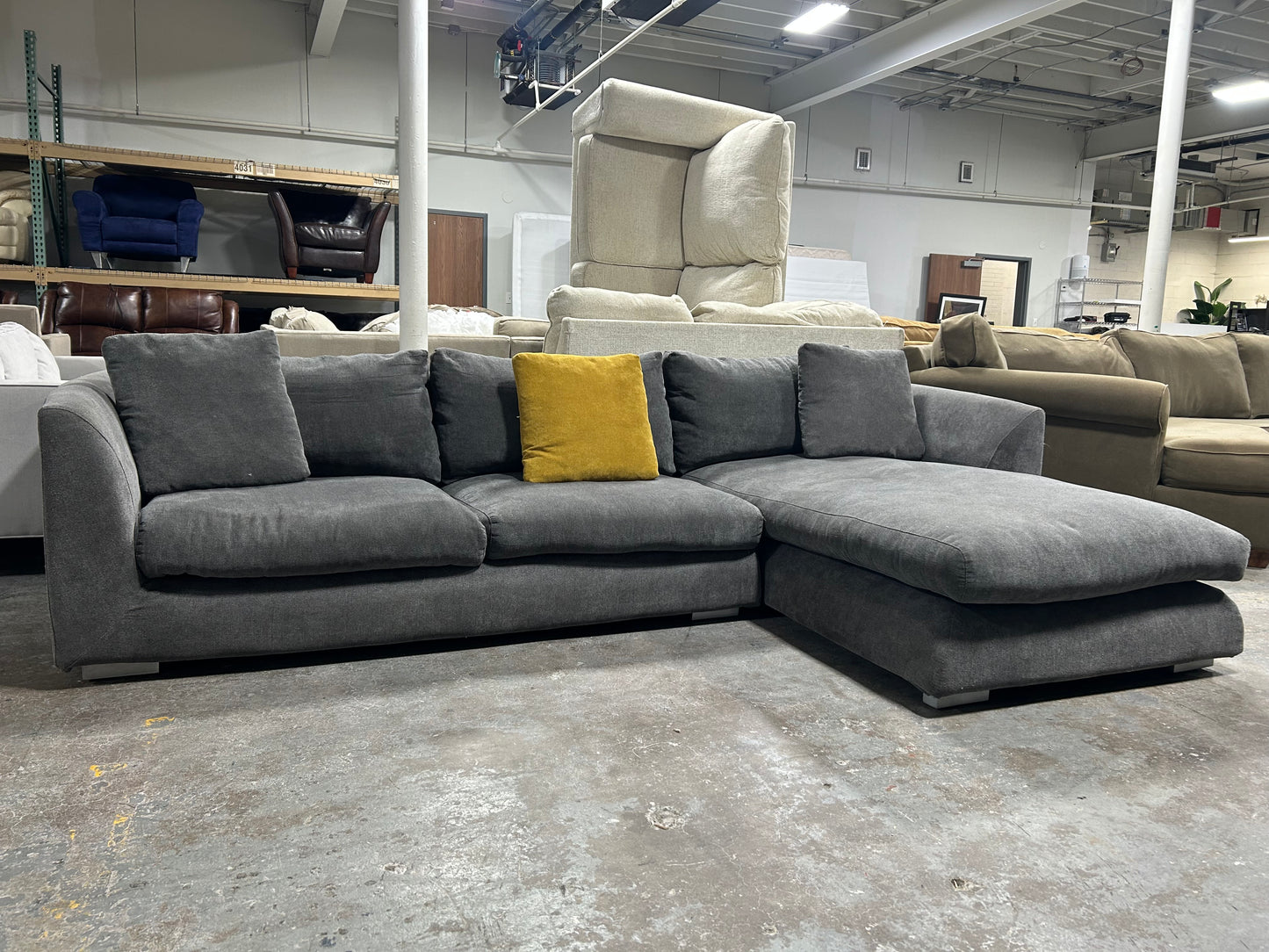Mario Capasa Gray Feathers Collection Sectional