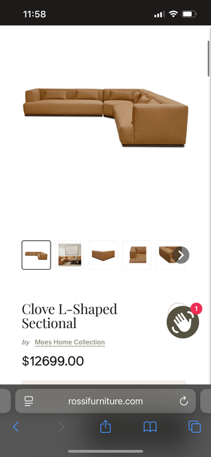 *Brand-New* Moe’s Home Clove Leather L-Shaped Sectional