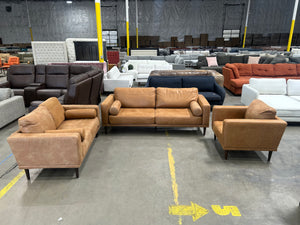 Ashley Tan Microsuede 3-Pc Sofa/Loveseat/Chair Set