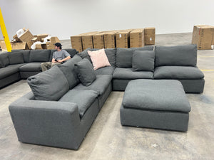 Bassett Beckham Track Arm Modular L-Shaped Sectional (Pewter)