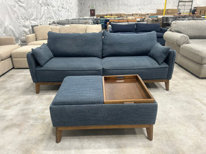 Furniture Row Navy Rhodes Sofa w/Ottoman