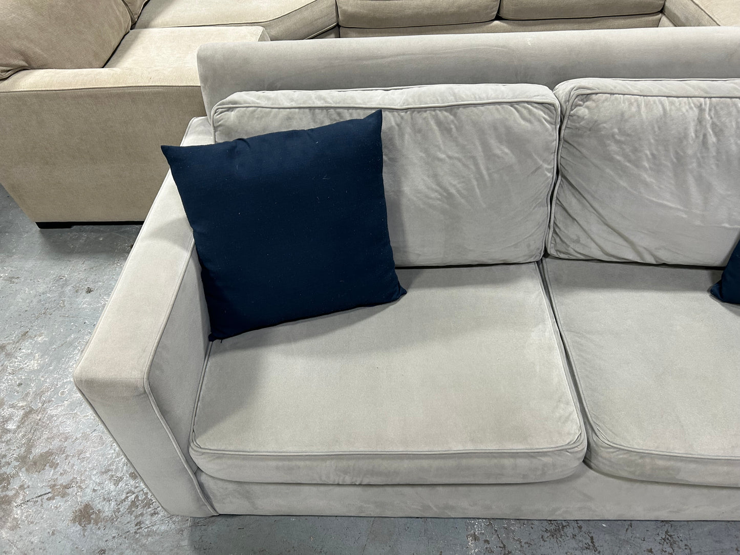 West Elm Sky Grey Velvet 76” Henry Sofa