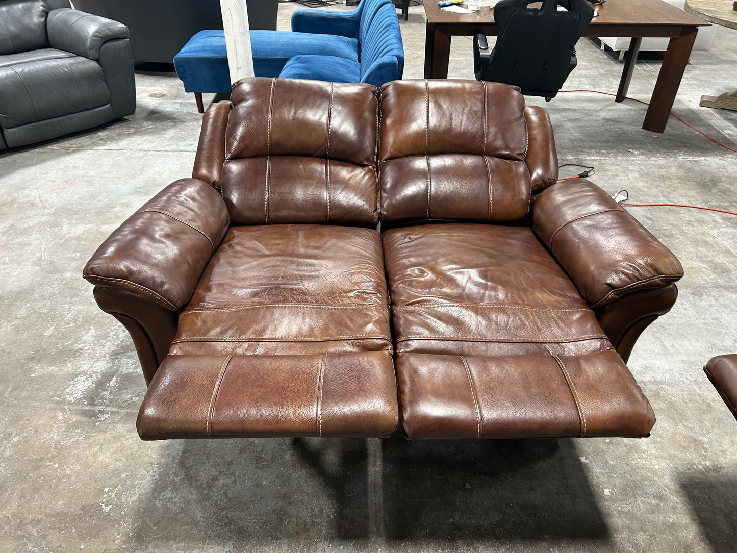 Brown Leather Power Recliner Sofa & Loveseat Set
