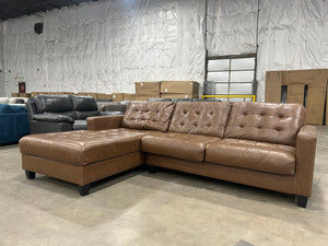 Brown Leather MCM Chaise Sectional