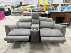 Gray Microsuede Power Recliner Sofa